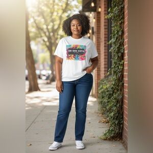 White Graphic T-Shirt with Colorful Design